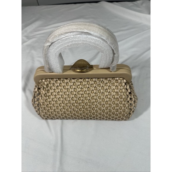 NWT $498 Cult Gaia ZUMA Small Crossbody Bag In Sand And Gold - Picture 2 of 13